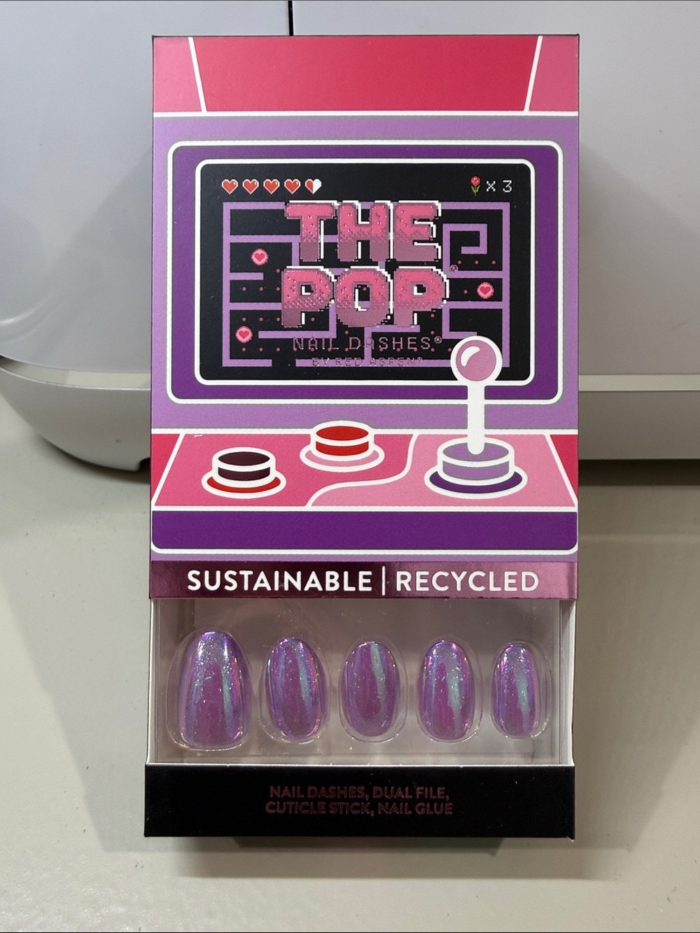 The Pop Sustainable Recycled Purple Iridescent Press-On Nails